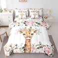 thumbnail image 1 of YST Cute Giraffe 7-Piece Comforter Set, Pink Rose Floral Bedding for Girls, Queen, 1 of 4