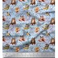 thumbnail image 1 of Soimoi Poly Georgette Fabric Owl,Squirrel & Rabbit Animal Print Fabric by Yard 52 Inch Wide, 1 of 3