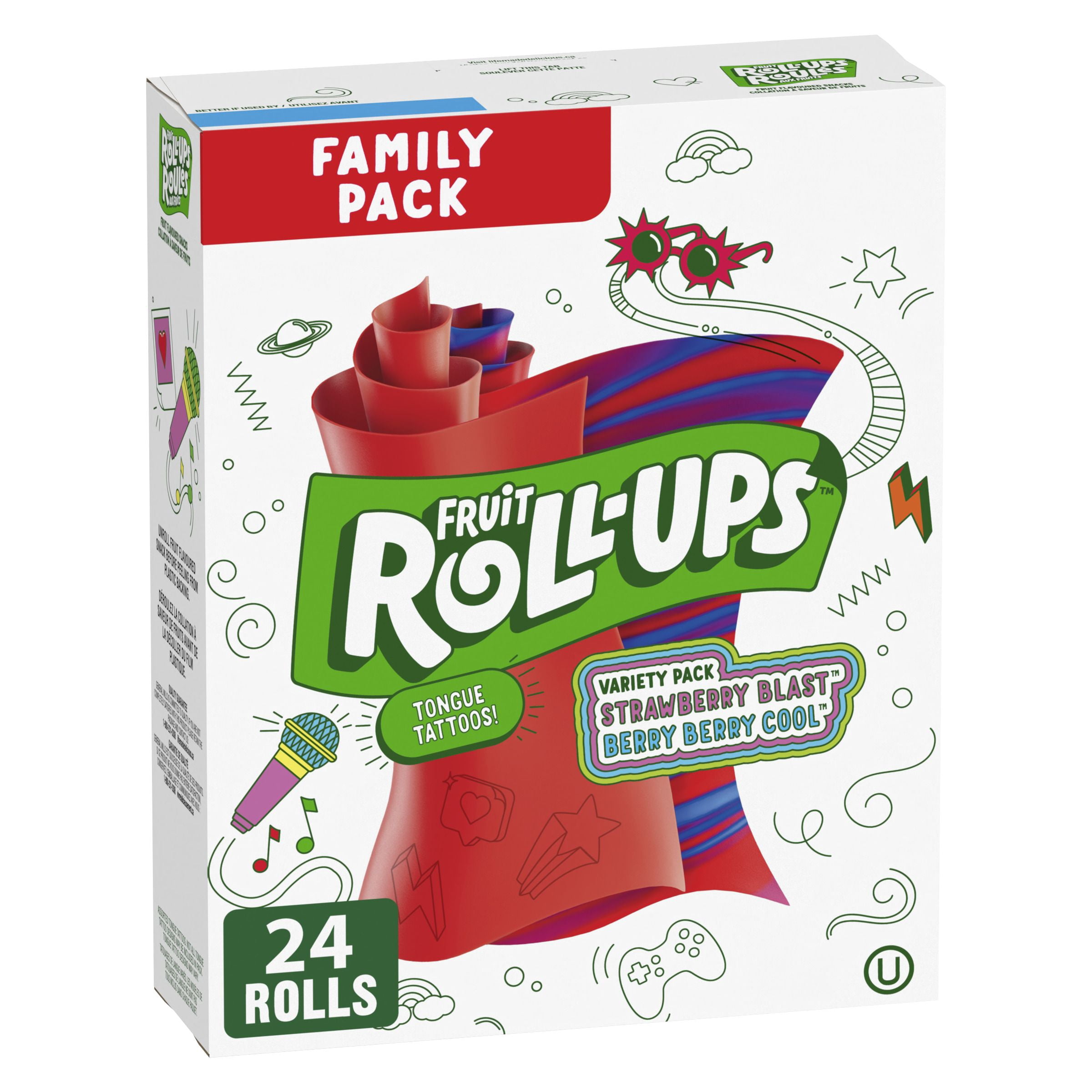 Fruit Roll-Ups Fruit Flavoured Snacks, Family Pack, 24 Rolls, 340 g