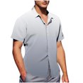 thumbnail image 1 of Pisexur T Shirts for Man , Chemise Blouse à Manches Courtes Boutonnée à Col Rabattu Imprimée Décontractée pour Homme Gris, 2TG Chemises de Golf pour Hommes et Chemises pour Hommes, 1 of 7