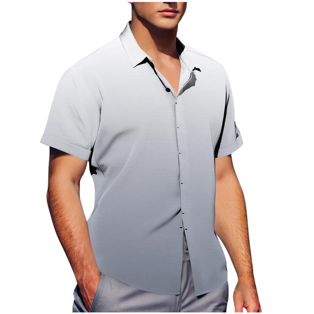 Pisexur T Shirts for Man , Chemise Blouse à Manches Courtes Boutonnée à Col Rabattu Imprimée Décontractée pour Homme Gris, 2TG Chemises de Golf pour Hommes et Chemises pour Hommes