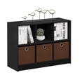 thumbnail image 1 of Pemberly Row Wood 3x2 Bookcase Storage w/Bins in Americano Black/Medium Brown, 1 of 6