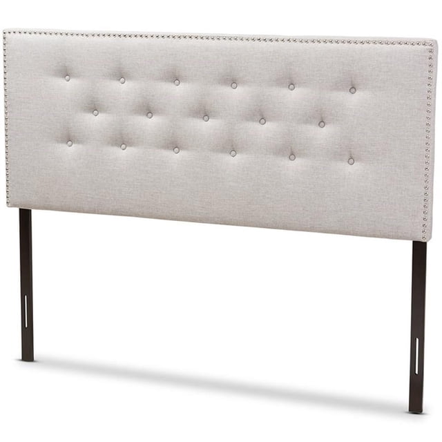 Baxton Studio Windsor Tufted King Panel Headboard in Grayish Beige