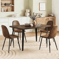 thumbnail image 1 of Homy Casa Modern Dining Chairs Set of 4, Brown Faux Suede Chairs with Metal Legs, 1 of 12