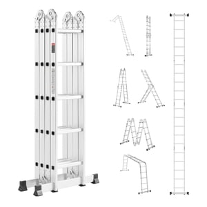 KFFKFF Échelle à pliage multi-usages, 7-in-1 Échelle d'extension de grande portée, un cadre 5 Échelle de télescopage, 19ft Échelle réglable de la hauteur d'accès, 330 Capacités
