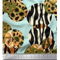 thumbnail image 1 of Soimoi Green Rayon Fabric Leopard & Wild Animal Skin Printed Fabric 1 Yard 42 Inch Wide, 1 of 3