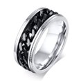 thumbnail image 1 of Mens FIDGET Black Rings with Center Curb Chain Spinner Ring Stainless Steel, 1 of 5