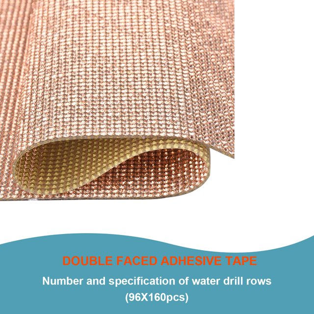VONKY Crystal Rhinestone Ribbon Clothing Accessories Sticker Convenient Using Present Decoration Sheet with Shine Appearance Exquisite champagne 6 double side tape