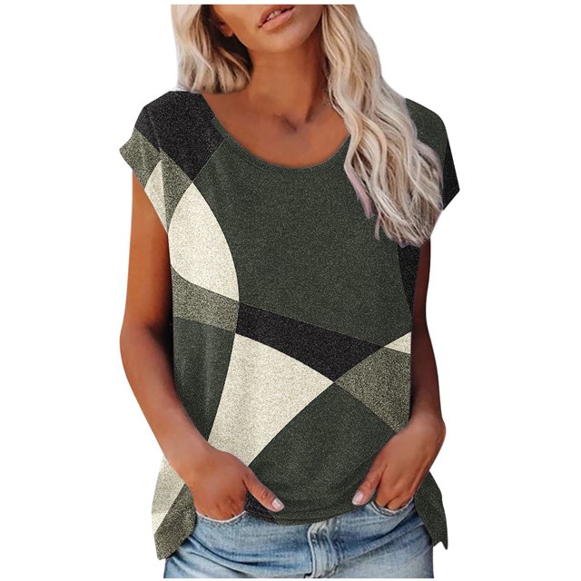 Blouses à Manches Courtes pour Femmes Mode Femmes Mode Manches Courtes Col Rond T-Shirt Imprimé Blouse Hauts Amples T-Shirts d'Été pour Femmes Hauts à Manches Courtes Femmes Blouse à Manches Courtes