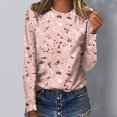 thumbnail image 2 of Pompotops Femmes Dames Col Rond Hauts Amples Décontractés T-Shirts Imprimés Blouse à Manches Longues en Solde, 2 of 5