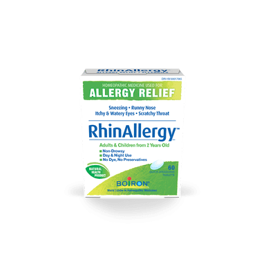 Boiron RhinAllergy – Soulagement des Allergies pour Éternuements, Nez Qui Coule, Yeux et Gorge Qui Démangent (60 Comprimés)