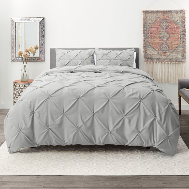 Nestl Couette à Plis Pincés, Ensemble de Couette Simple/Simple TG, Gris Argenté