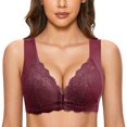 thumbnail image 4 of Kcodviy Womens No Steel Ring Women Bras Plus Size Front Close French Womens Front Close No Wire Bra T Back Plus Pack of Bra Size Seamless Unlined Bra for Large Bust, 4 of 5