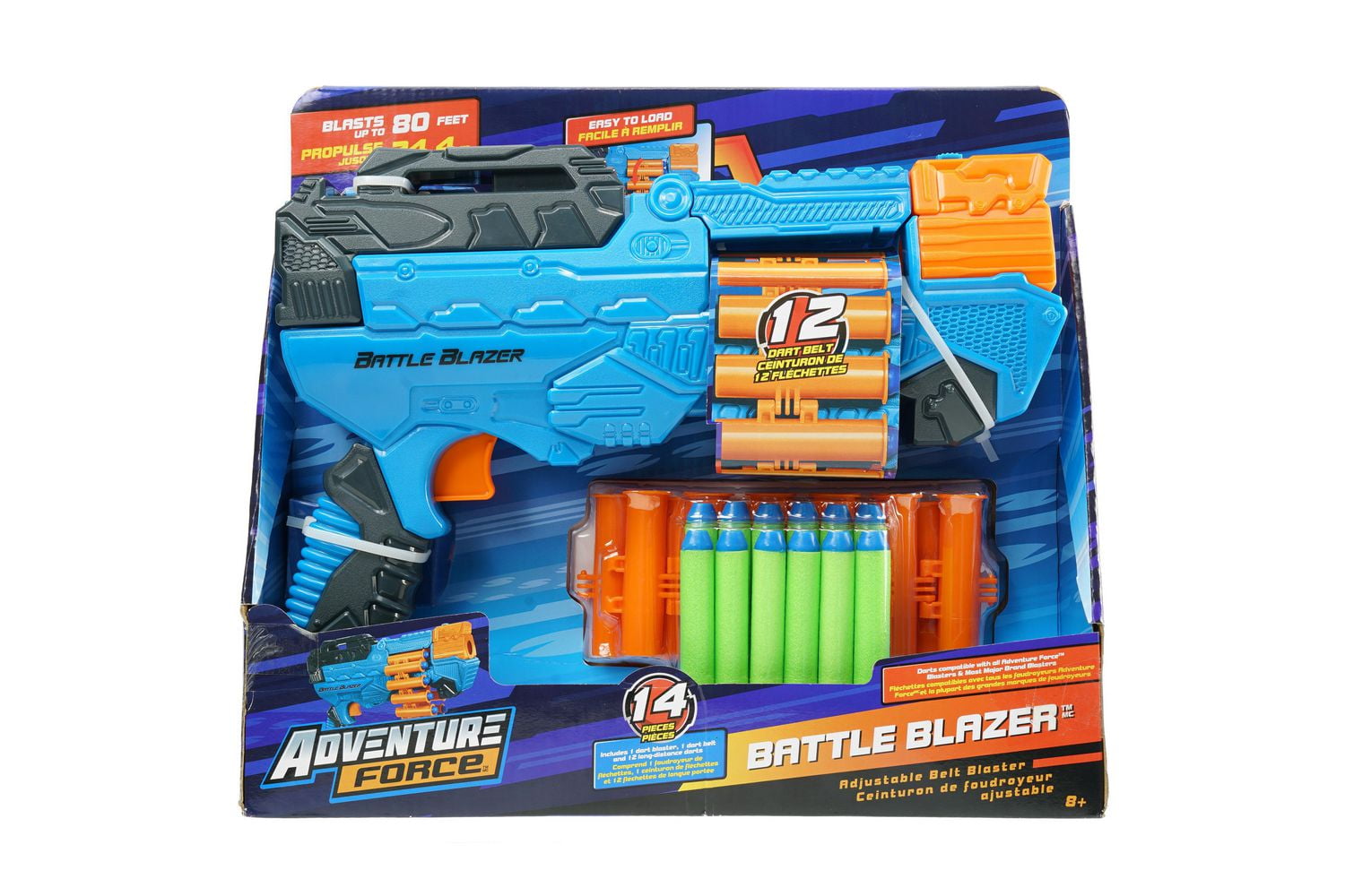 Adventure Force Battle Blazer lance-fléchettes à courroie, Action continue avec courroie ajustable de 12 fléchettes, Inclut 12 fléchettes Accu-Blast, Portée jusqu’à 24 MÈTRES, Âges 8+