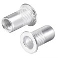 thumbnail image 1 of Unique Bargains #10-24 Écrous à Rivets en Alliage d'Aluminium, Tête Plate Moletée, Insert Fileté, Écrou Argent 100 Pcs, 1 of 5