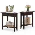 thumbnail image 1 of Gymax 2 PCS 2-Tier End Table Irregular Narrow Sofa Side Nightstand w/ Storage Shelf Espresso, 1 of 9