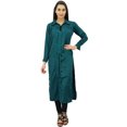 thumbnail image 2 of Bimba Kurta Kurti à Col Droit Fendu pour Femmes Tunique en Rayonne Imprimée Manches Longues, 2 of 9