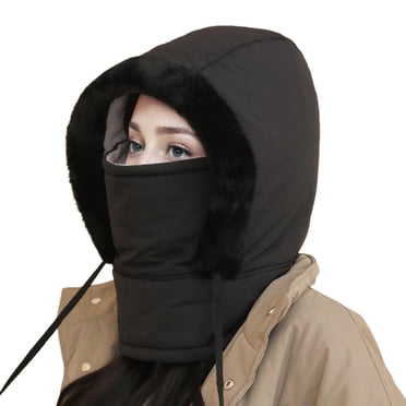 Fgnfyis Cagoule d'Hiver pour Ski pour Femmes Hommes Bonnet Thermique Casquette Foulard pour Temps Froid Bonnets Aviateur Noir