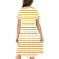 thumbnail image 5 of JDQJBZ Girls Short Sleeve Dress Striped Print Pleated With Pockets Summer Outfit, 5 of 5