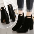 thumbnail image 2 of B91xZ Fall Boots Women Slip On Chunky Heel Ankle Chelsea Boot,Black 7, 2 of 5