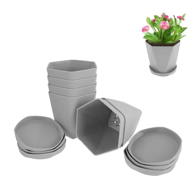 6 Pcs Plant Pots Plastic Flower Pots Mini Nursery Pots Indoor Plant Pots with Pallet Trays