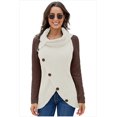 thumbnail image 1 of Chandails Femme Chauds Chandails Asymétriques Tricotés Col Roulé Uni Cache-Cœur Tricoté Manches Longues Chemises Hauts Décontracté TG, 1 of 5