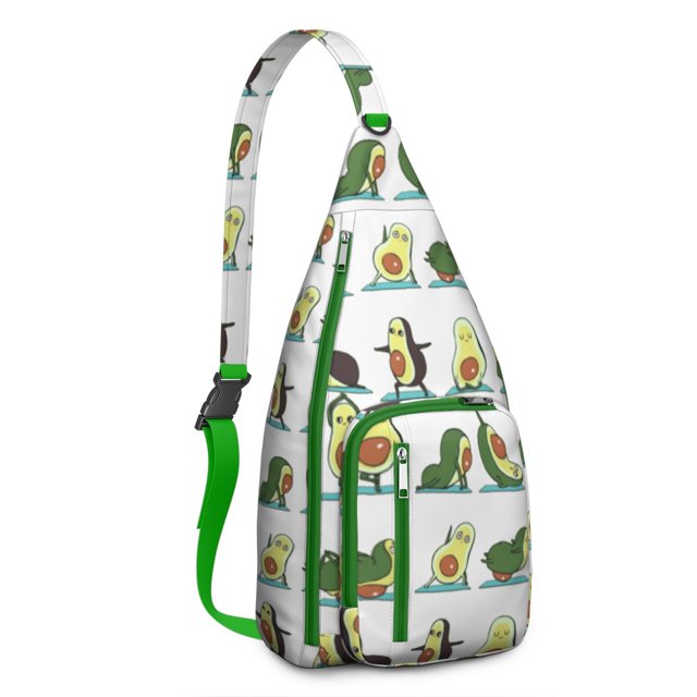 Green Avocado Sling Backpack - Healthy Fruit Art Print, Fashionable Multi-Functional Travel Bag
