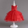 thumbnail image 2 of Penkiiy Robe Sans Manches Brodée en Maille pour Filles, Robe de Princesse, Robe d'Été Rouge 2023, 2 of 9