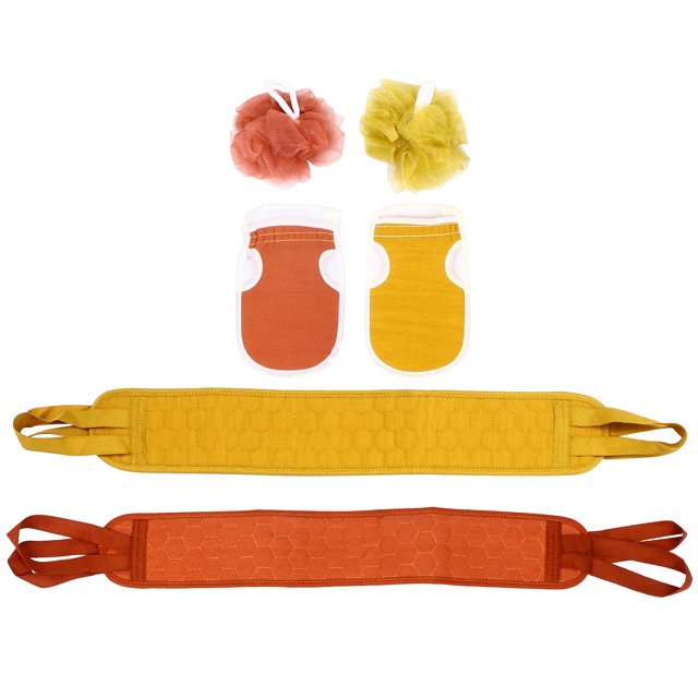 Quentinu 6Pcs Shower Bath Gloves Bathing Mesh Ball Exfoliating Back Skin Scrubber Strap