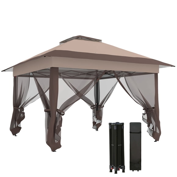 Outsunny 12' x 12' Pop-up Tent Gazebo Instant Canopy, Khaki