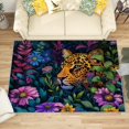 thumbnail image 1 of 4x6 Rug, Leopard Rug, Floral Jungle Animal Rugs for Living Room Bedroom, Flower Wild Animal Cheetah Carpet, Washable & Non Slip & Soft Low Pile Large Indoor Area Rug, Home Decor & Gifts, 1 of 7