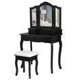 thumbnail image 1 of Costway Coiffeuse avec Tabouret, 4 Tiroirs et Miroir, Noir, 1 of 3