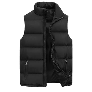 Rinsvye Hommes Femmes Manteau d'Automne et d'Hiver Homme Hiver Décontracté Veste de Couleur Unie pour Hommes Fermeture Éclair Col Sans Manches Manteaux en Coton pour Ados Gilet Rembourré Haut Caractéristiques