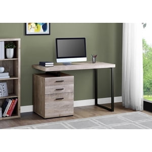 Monarch Specialties Bureau d'ordinateur, Bureau à la maison, Ordinateur portable, Gauche, Installation droite, Tiroirs de rangement, 48"l, Travail, Métal, Stratifié, Beige, Noir, Contemporain, Moderne