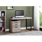 Monarch Specialties Bureau d'ordinateur, Bureau à la maison, Ordinateur portable, Gauche, Installation droite, Tiroirs de rangement, 48"l, Travail, Métal, Stratifié, Beige, Noir, Contemporain, Moderne