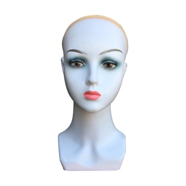 Yinanstore Tête de Marionnette à Tige en Fibre Synthétique, Cheveux avec Chapeaux d'Extérieur Présentoir Tête Modèle Tête Poupées pour Barbier Formation Modèle pour Barbier 03