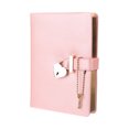 thumbnail image 1 of Unique Bargains B6 Diary with Lock and Key, 1pcs Journal with Lock Cute Journaling Leather Notebook Journal Diary Heart Lock, Pink, 1 of 7