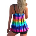 thumbnail image 3 of Wangsaura Women Swim Shirt + Shorts, Geometry/Rainbow/Butterfly Print Swimwear, 3 of 7