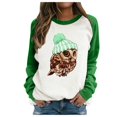 thumbnail image 1 of Black Sweater women Owl Print Stitching Contrast Color Top Sweater Long Sleeves, 1 of 5