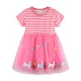 thumbnail image 1 of MIASHUI Robes de Pâques pour Filles Tout-Petits Lapin Manches Courtes Robes Décontractées, Rose, 1-2 Ans, 1 of 9