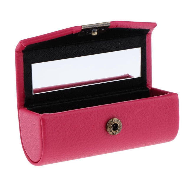 HILABEE Mini Étui Porte-Rouge à Lèvres avec Miroir pour Sac à Main Organisateur Cosmétique Maquillage Sac Rose Rouge Rose