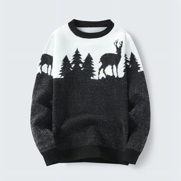 RKSTN Chandail pour Homme Automne Mode Décontractée Quotidien Automne/hiver Col Rond Noël Chandail à Strass Chandail à Enfiler Col Montant Demi Manches Longues Chandail Décontracté Ample Chandails