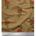 thumbnail image 1 of Soimoi Poly Georgette Fabric Leaves & Floral Block Print Fabric by Yard 52 Inch Wide, 1 of 3
