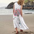thumbnail image 2 of TJAZFJPA Robes en Satin pour Femmes Mode pour Femmes Col Rond Décontracté Imprimé Pissenlit 3D Sans Poignets Poche Longue Robe Débardeur Robe Décontractée Robes de Soirée pour Femmes Élégantes Robes pour Femme, 2 of 6