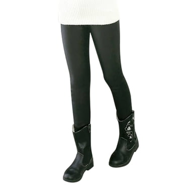 Toddler Pants Kids Girls Solid Stretchy Faux Leather Legging Teens Dance Running Active Tights Pants Pantalon Fille Navy 8 Years-10 Years