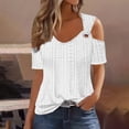 thumbnail image 3 of QIPOPIQ Women's Cold Shoulder Tops Short Sleeve V Neck T Shirts Basic Summer Tees Clearance, 3 of 7