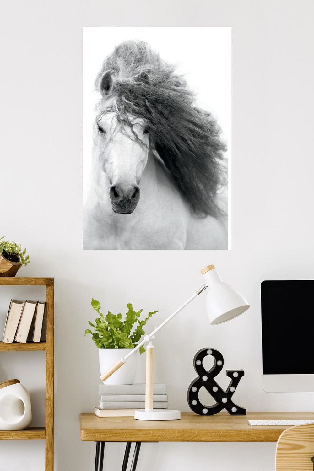Grayscale Horse Wall Poster, 22.375" x 34"