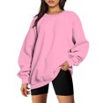thumbnail image 1 of Hauts à Manches Longues pour l'Été Mode Femme Manches Longues Col Rond Chandail en Molleton Ample Blouse Unie, 1 of 10