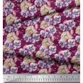thumbnail image 2 of Soimoi Silk Fabric Insect,Pansy & Yellow Flower Floral Printed Fabric 1 Yard 42 Inch Wide, 2 of 3