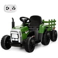thumbnail image 1 of Costway 12V Kids Ride On Tractor with Trailer Ground Loader w/ RC & Lights Dark Green, 1 of 10